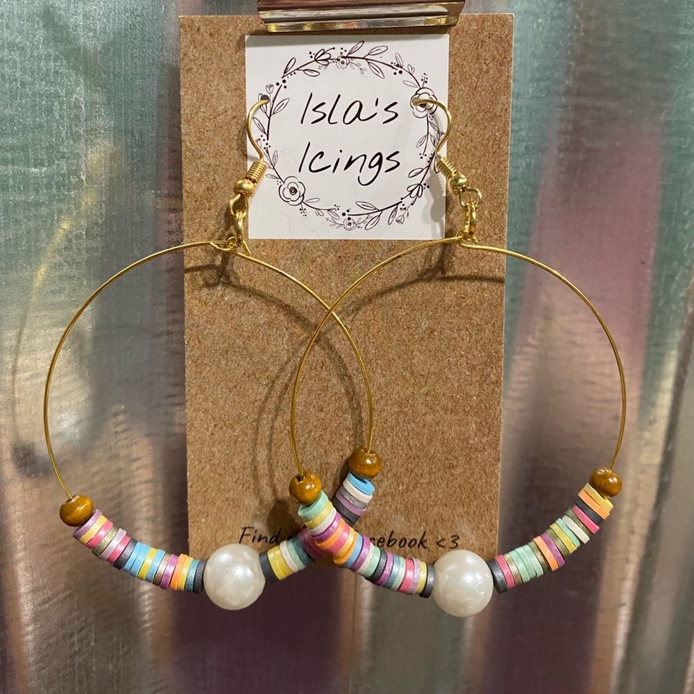 Beaded Hoop Earrings - large